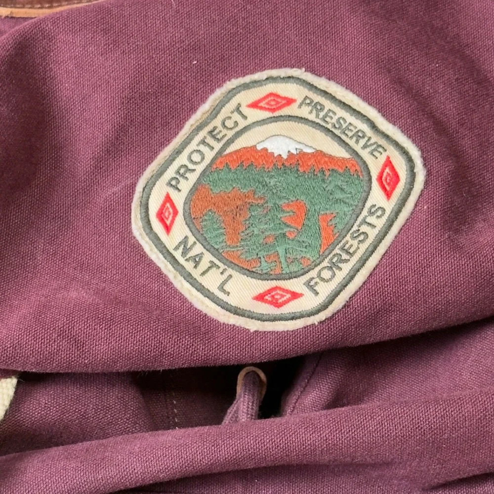 Ralph Lauren Rugby Mens Canvas Backpack Burgundy Leather Bottom National Forest